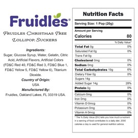 Fruidles 24-Pack Christmas Tree Lollipop, Candy Canes Suckers, Mixed Fruit Flavor, Individually Wrapped Lollipops