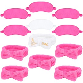 Jaciya Bachelorette Party Favors Spa Makeup Headband Satin Sleep Mask Bride Bridesmaid Headband Bridal Shower Gifts Wedding Hair Accessories(White, Hot Pink)
