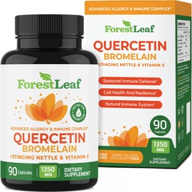 ForestLeaf Quercetin with Bromelain 1350mg - Blend with Vitamin C & Stinging Nettle Supplement, Quercetin 500mg Capsules, Non-GMO Gluten Free, Natural Immune & Respiratory Function, 90 Veggie Caps