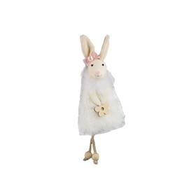 Hanging Decoration Rabbit with Flower in Cream Height: 17 cm - Window Decoration, Door Decoration, Spring Decoration, Easter Decoration