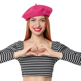 Gajaous Classic Wool Berets for Women, Ladies Stylish French Berets Painter's Hat, rose