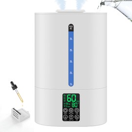 6L Humidifiers for Bedroom Large Room Home, Cool and Warm Humidifier for Baby and Plants Mist Top Fill Desk Humidifiers Essential Oil Diffuser, Quiet with Adjustable Mist,360°Nozzle-White