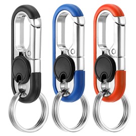 Set of 3 carabiner keys, key rings with carabiner, stainless zinc alloy, waterproof and durable, perfect for men and women to use as a car key
