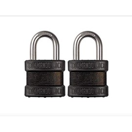 Commando Lock | Blackout Laminated Steel Padlock | Military-Grade | Gun Case Locks (2 Pack)