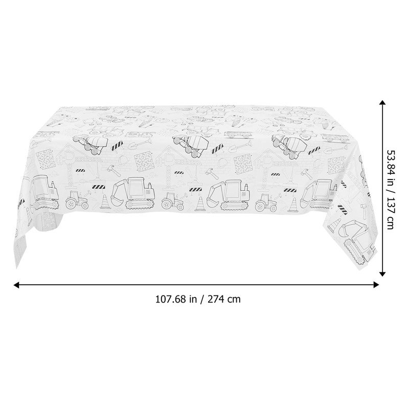 COHEALI Party Paper Tablecloth Birthday Decor Coloring Engineering Vehicle Theme