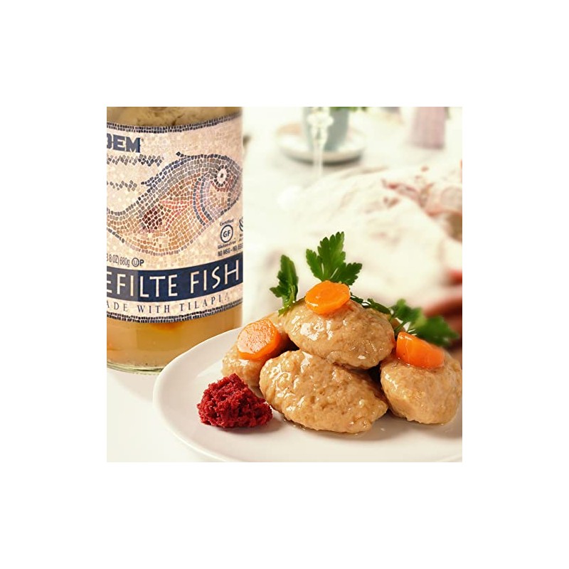Kedem Tilapia Gefilte Fish 24oz (2 Pack), All Natural, Gluten