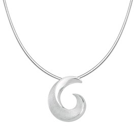 Vinani Pendant Design Spiral Elegant Curved Brushed Shiny with Sterling Silver 925 Snake Chain Italy 2ASI-S00, Sterling Silver