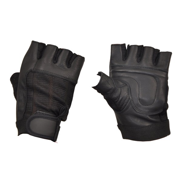 Weight Lifting Leather Padded Training Gym Exercise Cycling Wheelchair Gloves Black W-051