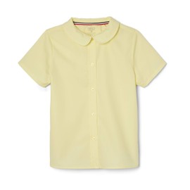 French Toast Little Girls' Toddler Short Sleeve Peter Pan Collar Blouse, Yellow, 4T