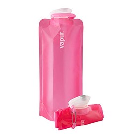 Vapur, Collapsible Water Bottle- 1 Liter, 33 Ounces- Reusable Leak Proof Water Bottles with Carabiner for Working Out, Camping, Backpacking, Hiking, & Travel!, Pink Rose Solid Anti-Bottle