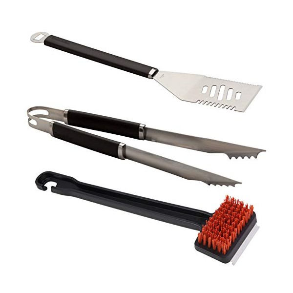 Char-Broil 140768 - 3 Piece Essential Grilling Tool-Set, Black/Stainless Steel, 41 x 12 x 3 cm