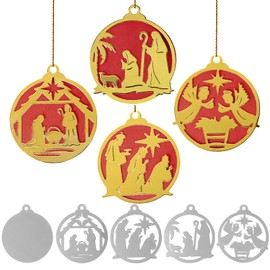 BHGT Set of 4 Cutting Dies Christmas Nativity Scene Jesus Gift Tags Christmas Tree Decoration as Christmas Tree Window Decoration Pendant Embossing Stencils Cutting Dies for DIY Crafts