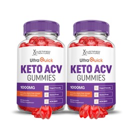 Justified Laboratories (2 Pack Ultra Quick Keto ACV Advanced Formula 1000MG Apple Cider Vinegar Formulated with Pomegranate Beet Juice Powder B12 Vegan Non GMO 120 Gummies