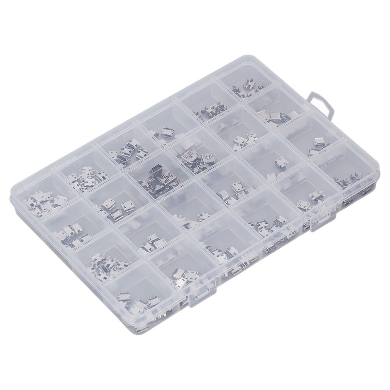 240 Pcs Micro USB Connector Set Stainless Steel Single Row