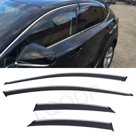 LQQDP 4pcs Smoke Tint With Chrome Trim Outside Mount Tape On/Clip On Style PVC Sun Rain Guard Vent Window Visors Fit 15-20 Lexus NX200t NX300 NX300h AZ10