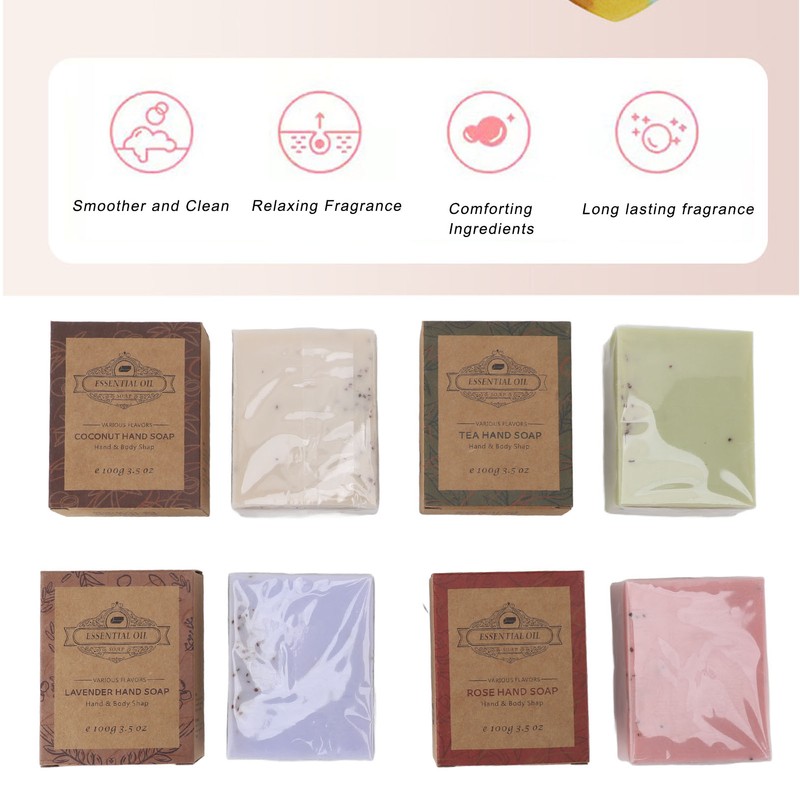 4pcs Exfoliating Soap Set Moisturizing Colorful Sea Salt Shea Butter