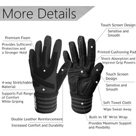 FINGER TEN Fitness Gloves, Wrist Protection, Training Gloves, Men's Strength Sports, Fitness Gloves, Full Finger Sports Gloves, Weightlifting, Bodybuilding, Gym (Full Finger Black, L)