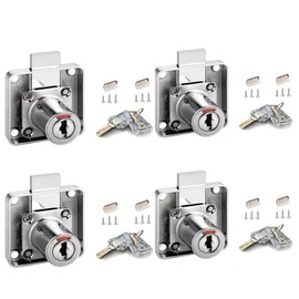 XIEHE S138 Zinc Alloy Cabinet Desk Drawer Lock Wooden File Door Lock Packs with Folding Keys (4 Packs)