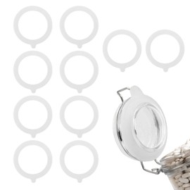 Bewudy 10Pcs Rubber Seals for Glass Jars, Replacement Silicone Jar Gaskets for Clip Top Storage Jars, Silicone Gasket Replacement for Mason Jars, Leak Proof Jar Seal Accessories (White)