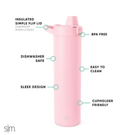Simple Modern Filtered Water Bottle | Insulated Stainless-Steel Carbon Filter Travel Water Bottles | Reusable for Clean Drinking Water On The Go | 24oz, Blush