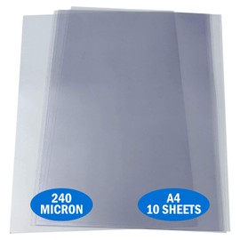 Essential Arts A4 Clear Acetate 240 Micron Pack of 10 Sheets. Extra Thick PVC Binding Cover Ideal for Etching, Craft, Stencils Picture Frames and Gifts