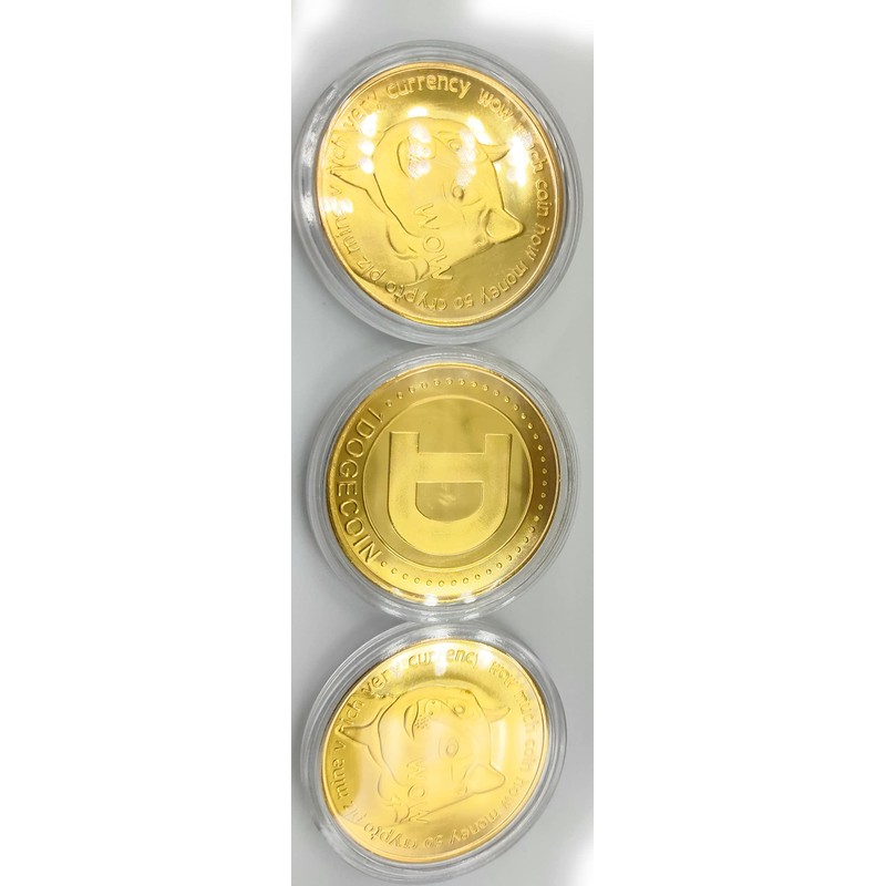 Promotech 24K Gold Plated 45mm Diameter Dogecoin MEMECOIN Coin Collectible