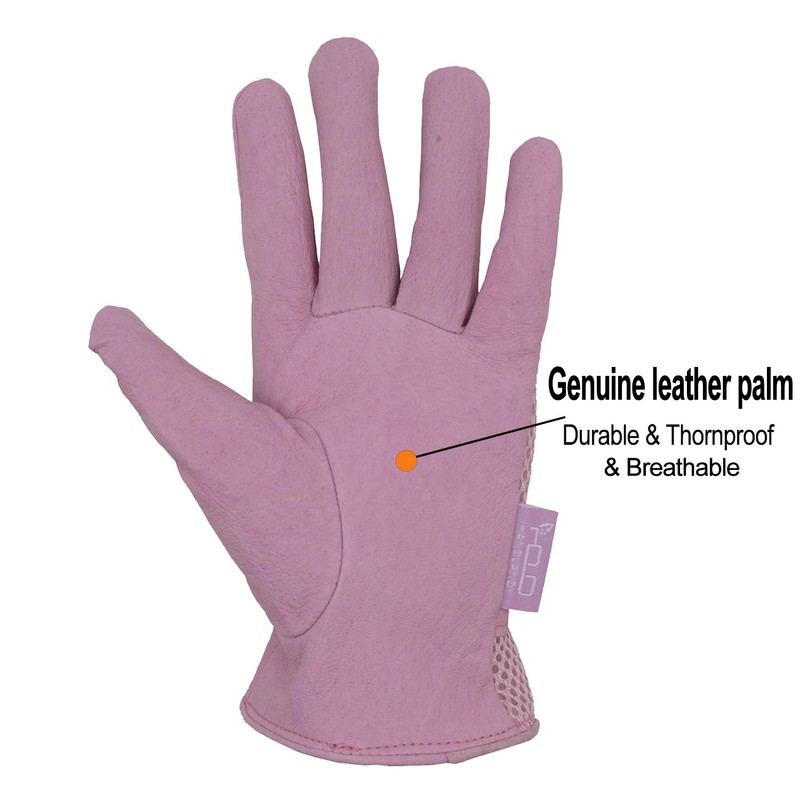 Womens Garden Gloves, Scratch Resistance Leather Gardening Gloves for Ladise,