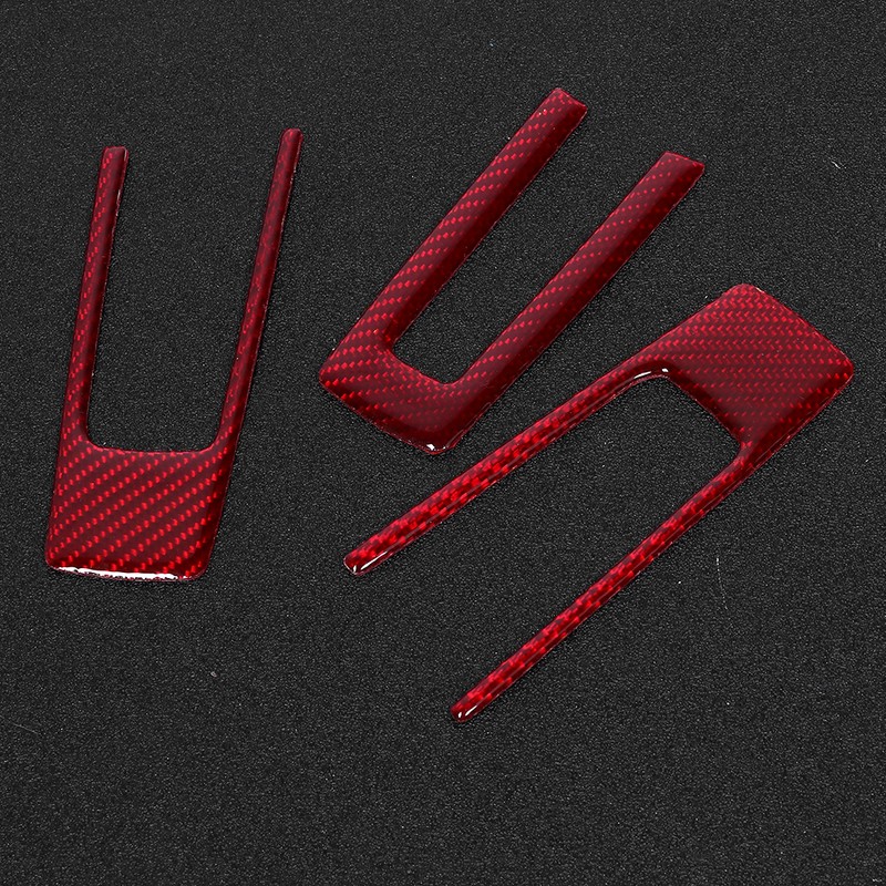 3Pcs Steering Wheel Frame Sticker Carbon Fiber Button Cover Trim