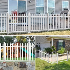 INFRANGE 2 Sets Vinyl Picket Fence Panels White 84''Wx30''H PVC Decorative Fencing Barrier for Outdoor Porch Patio Backyard Garden Pool with 34 Pickets Straight