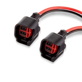 MACHSWON Fuel Injector Connector with Wire, 2 PCS EV6 EV14 Injector Connector, Fuel Injector Pigtail Connector Plug Wire, for Most Cars SUVs and Trucks (Black)