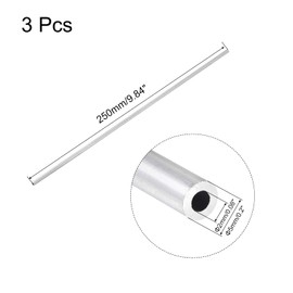 sourcing map Pack of 3 Aluminium Tubes, 5 mm Outer Diameter, 6063 Aluminium Round Tube, 2 mm Inner Diameter, Aluminium Rod, Hollow Tube, Aluminium Straight Tube, 250 mm Length, Aluminium Tube Metal