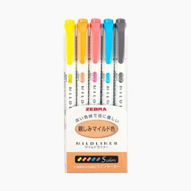 Zebra Highlighter Mildliner, 5 Friendly Color Set (WKT7-N-5C)