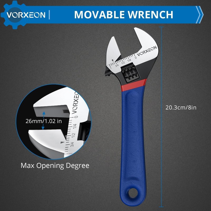 VORXEON 8 inch Spanner Set Adjustable Spanner 203 mm Combination
