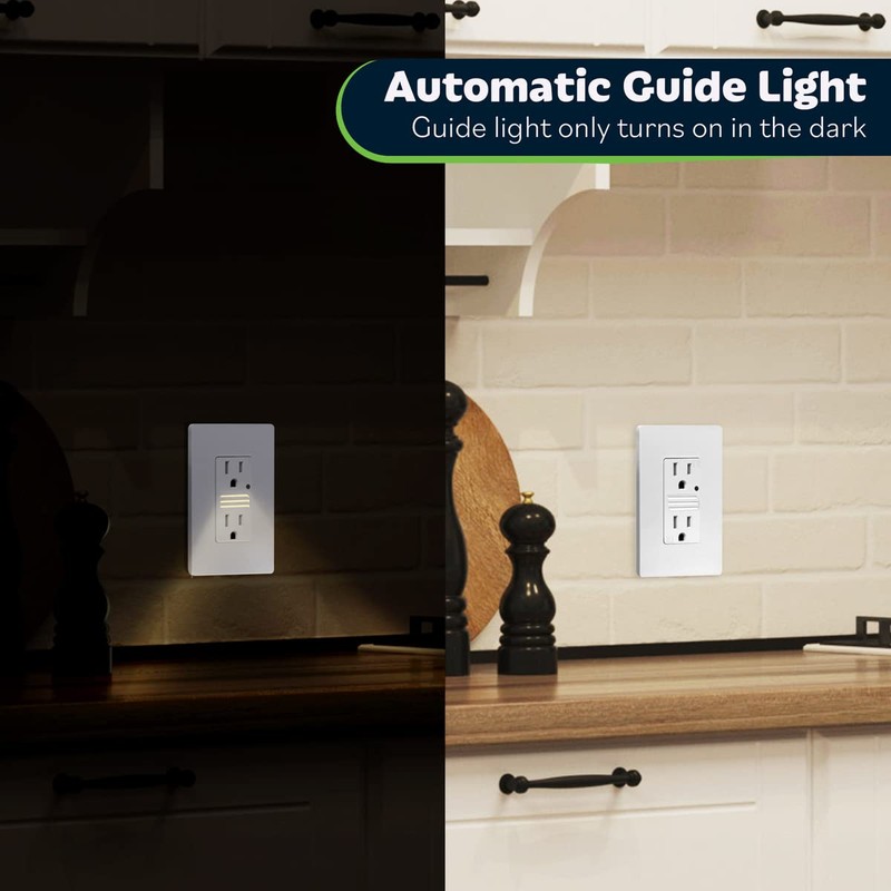 TOPGREENER LED Guide Light Receptacle with Automatic Daylight Sensor, Night