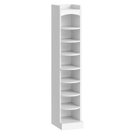 YATINEY 9-Tier Tall Shoe Rack, Wooden Shoe Storage Organizer, Narrow Shoe Cabinet with Removable Shelves for Small Spaces, Holds 18 Pairs of Shoes, for Entrance, Hallway, White SS02WT