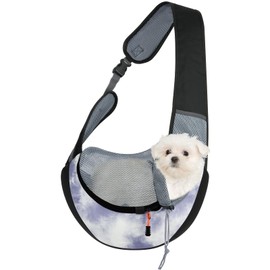 Cosmos Pet Dog Sling Carrier Breathable Mesh Pet Sling Bag Travel Pet Safe Carrier Hand Free Puppy Satchel with Padded Strap and Safety Rope for Small Dogs Cats Puppies to Outdoor Travel (Grey Blue)
