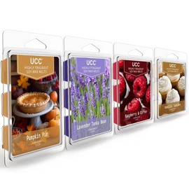 UCC Plant Based All Natural Wax Melts, Strong Fragrance, Long Lasting Premium Soy Scented Melts Cubes, Wax Melts Tarts, Colored Wax Melt - 4 Pack