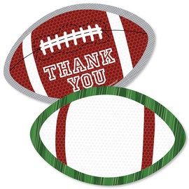 End Zone - Football - Shaped Thank You Cards - Baby Shower or Birthday Party Thank You Note Cards with Envelopes - Set of 12