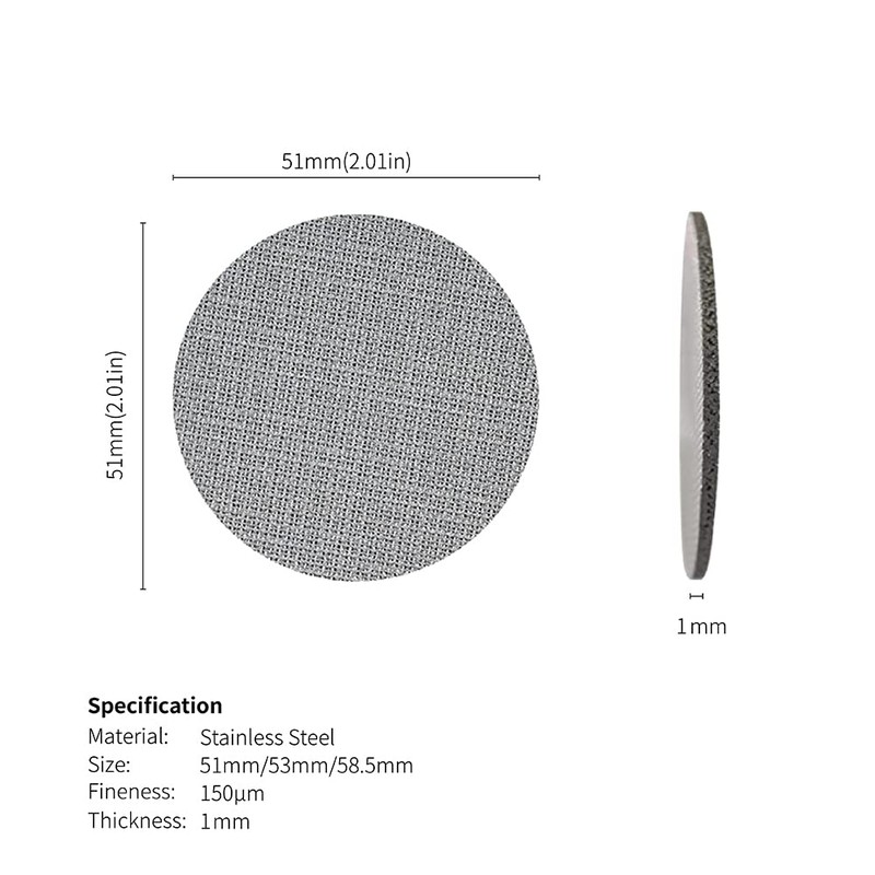 watchget 51/53/58.5mm Espresso Pack Screen 1mm 150μm Reusable Stainless Steel