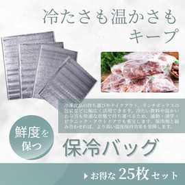 MaT store 保冷袋 保冷バッグ ミニ 保冷ポーチ 保冷ジェル保存袋 小さめ アルミ袋 ランチバッグ 保冷 使い捨て 保温袋 25枚セット (25×35cm)