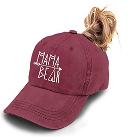 KKMKSHHG Unisex Mama Bear Denim Hat Adjustable Washed Dyed Cotton Dad Baseball Caps