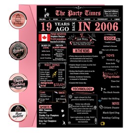 19th Birthday Cards, 19th Black Pink Birthday Decorations, Best 19 year old Birthday Gifts for Her Daughter, Happy Birthday Cards for Granddaughter