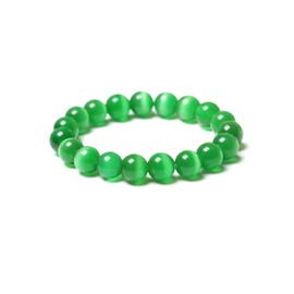 TNSRAY Bracelet Real Stones Elastic, Lava Bracelet for Women, Natural Stone Healing Stones, Bracelet Yoga Bracelet Healing Reiki Energy Therapy, Balance, Good Luck Gemstone for Men Women, Green,