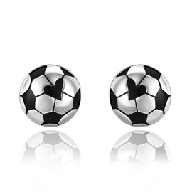 Soccer Earrings Sterling Silver Soccer Heart Stud Earrings Sports Jewelry Gifts for Women