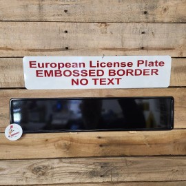 BLACK GLOSS Euro, European License Plate with Embossed Border / NO TEXT
