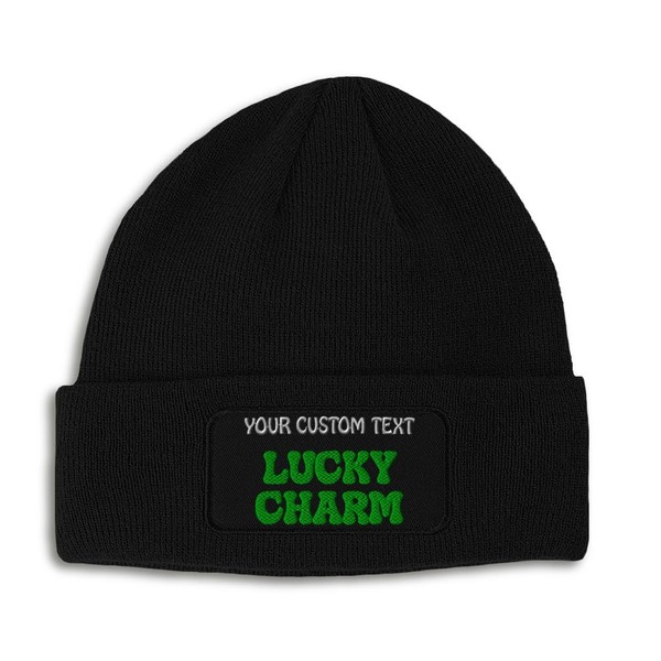 Custom Patch Beanie Lucky Charm St Patrick's Shamrock Skull Cap