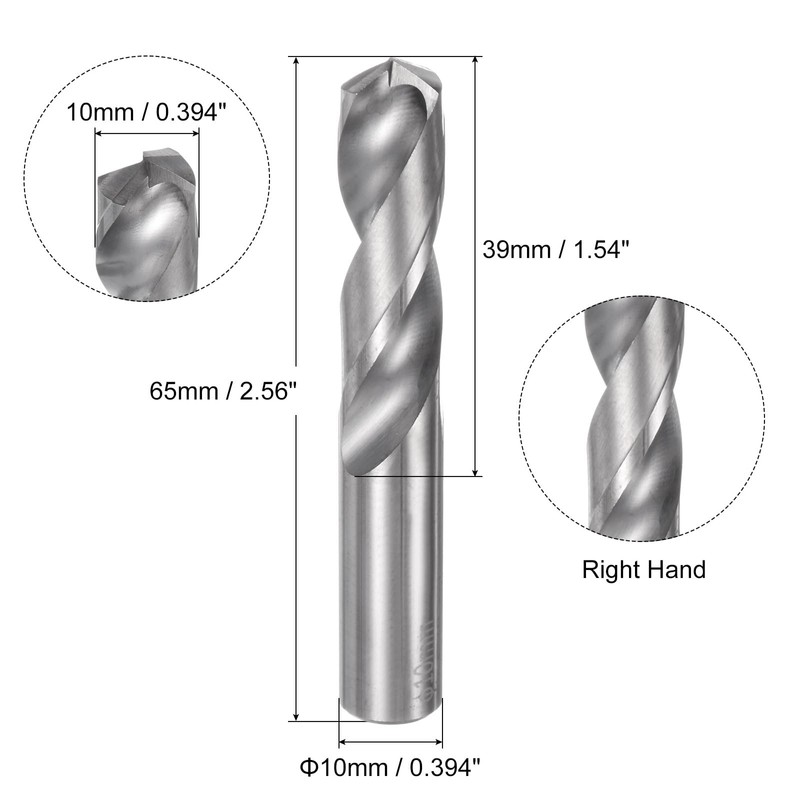 sourcing map Solid Carbide Drill Bit, 10mm (0.394") YG6X/C3 Micro-Grain