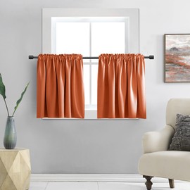 DONREN - Juego de cortinas opacas cortas de 24 pulgadas de largo, 2 paneles, bolsillo para barra de media ventana, cortinas de privacidad para cortinas de baño, 30 x 24 pulgadas de ancho
