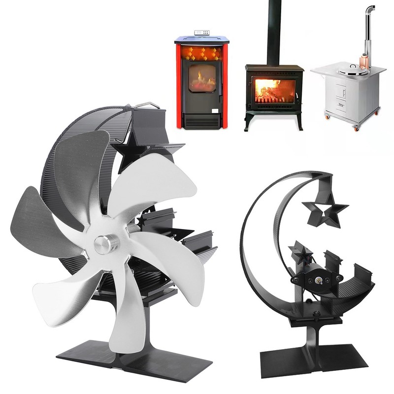 Stove Fan 6 Blades Fireplace Fan Heat Powered Fast Wind