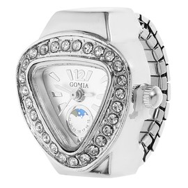 iplusmile Finger Clock Fashion Flexible Watch Ring Jewelry Finger Watch Rhinestone Ring Watch Round Finger Watch Mini Finger Valentine Ring Watch Fashion Jewelry Valen